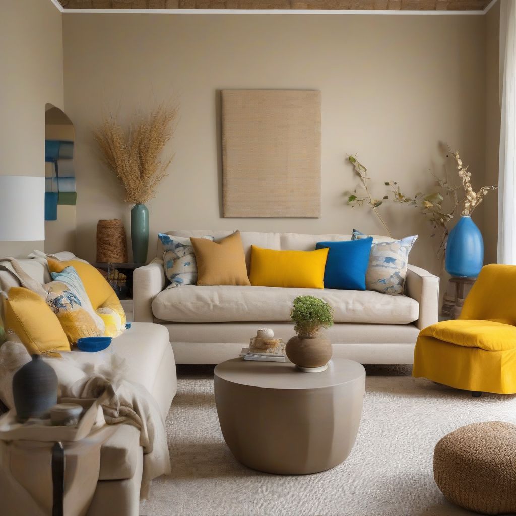 Living Room with Earthy Tones and Bold Accents