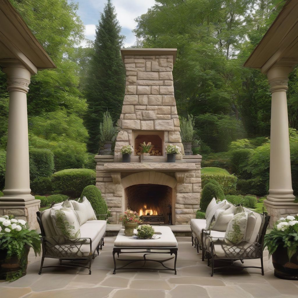 Outdoor Living Room with Fireplace