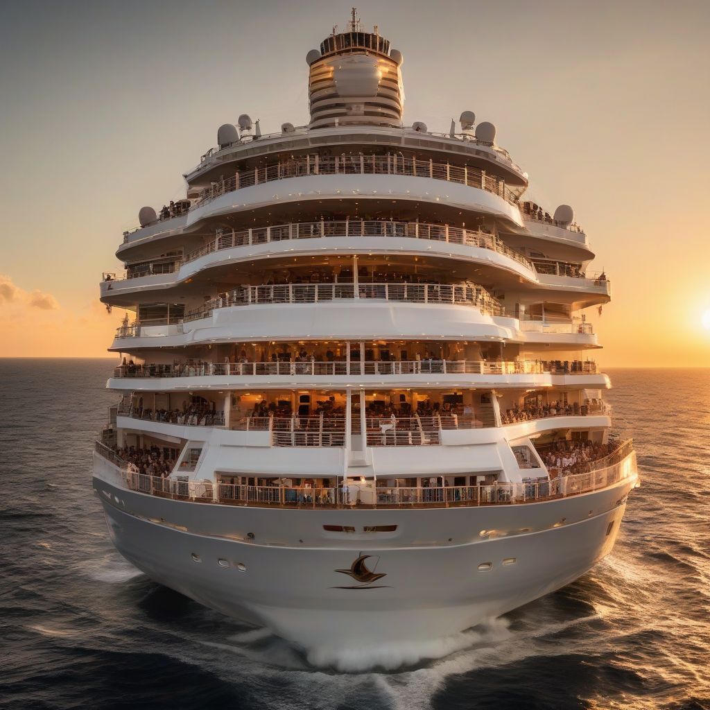 Luxury Cruise Ship Sailing at Sunset